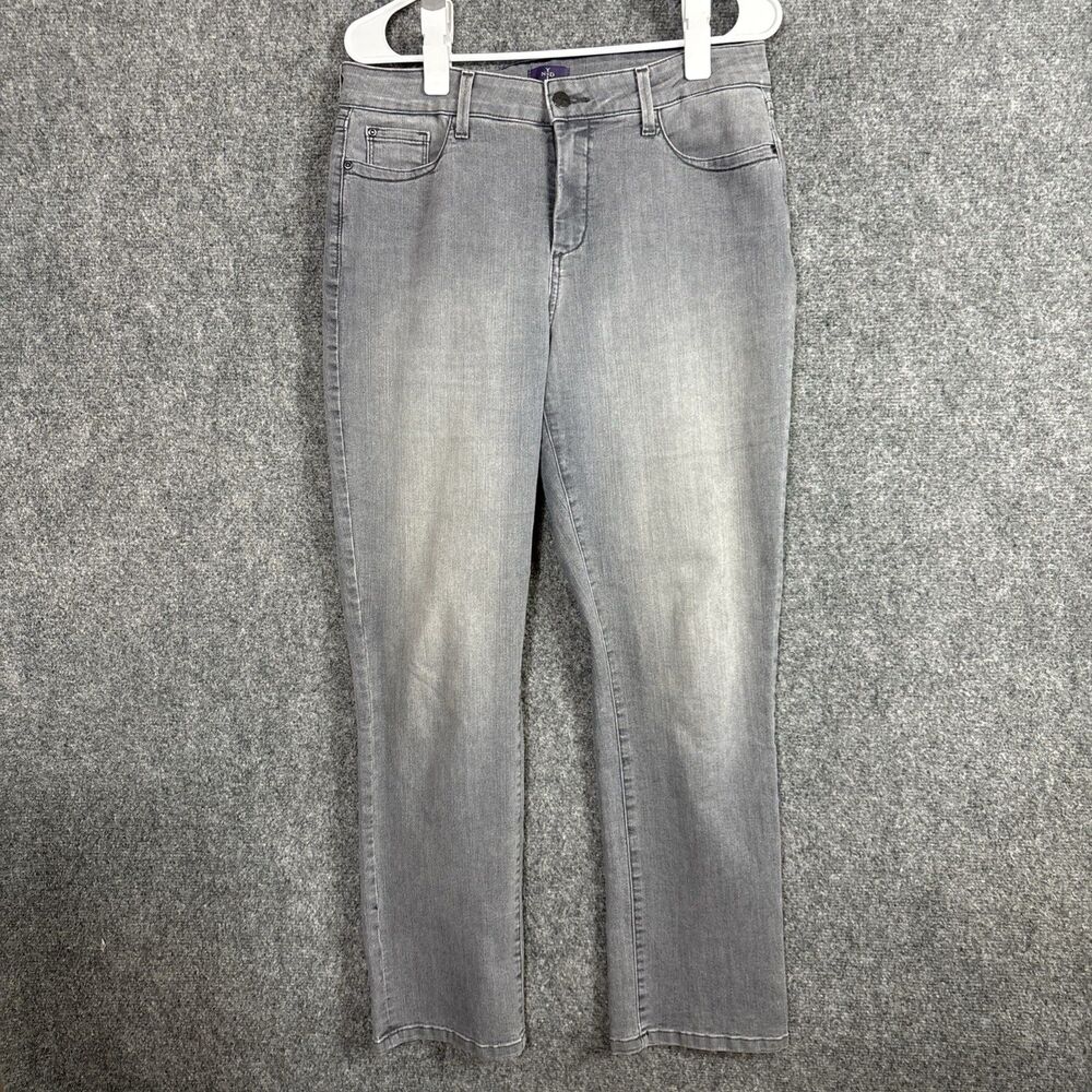 NYDJ Jeans Womens Size 12 Grey Boyfriend Beaded Pockets Modern Stretch